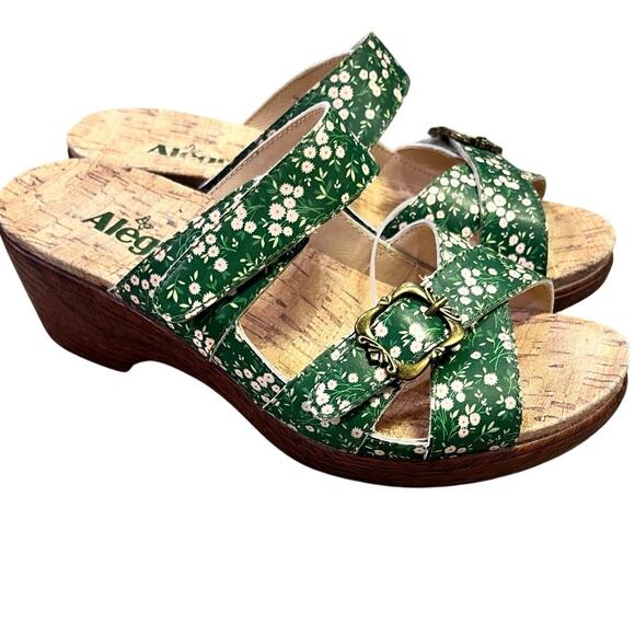 Alegria Sierra Green Acres Wedge Sandals Women’s EU 38 (8/8.5)‎ Cottage Floral - Picture 1 of 10